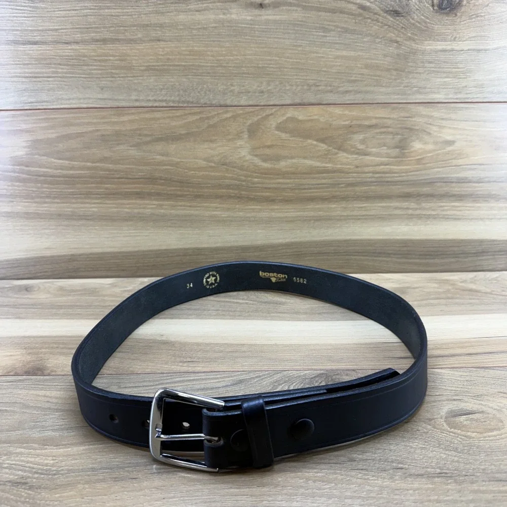 Boston USA Made Mens Belt 34 Black Leather Rugged Work Casual 6582 Everyday